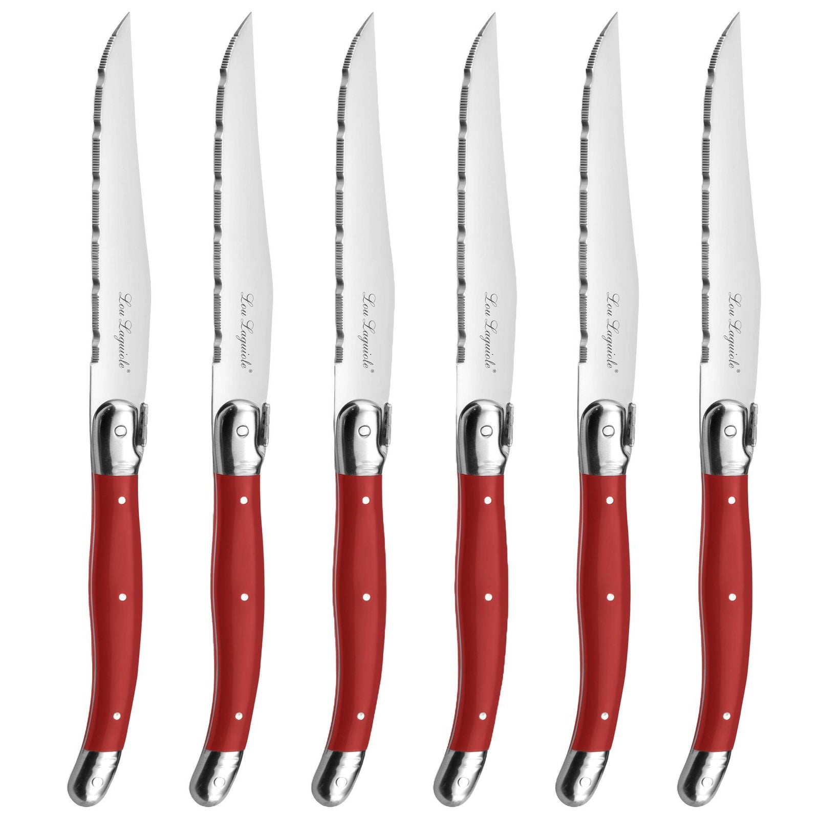 Lou laguiole Lou Laguiole Tradition grillkniv 6-pak, rød ❤ detaljebillede i kategorien Grillknive