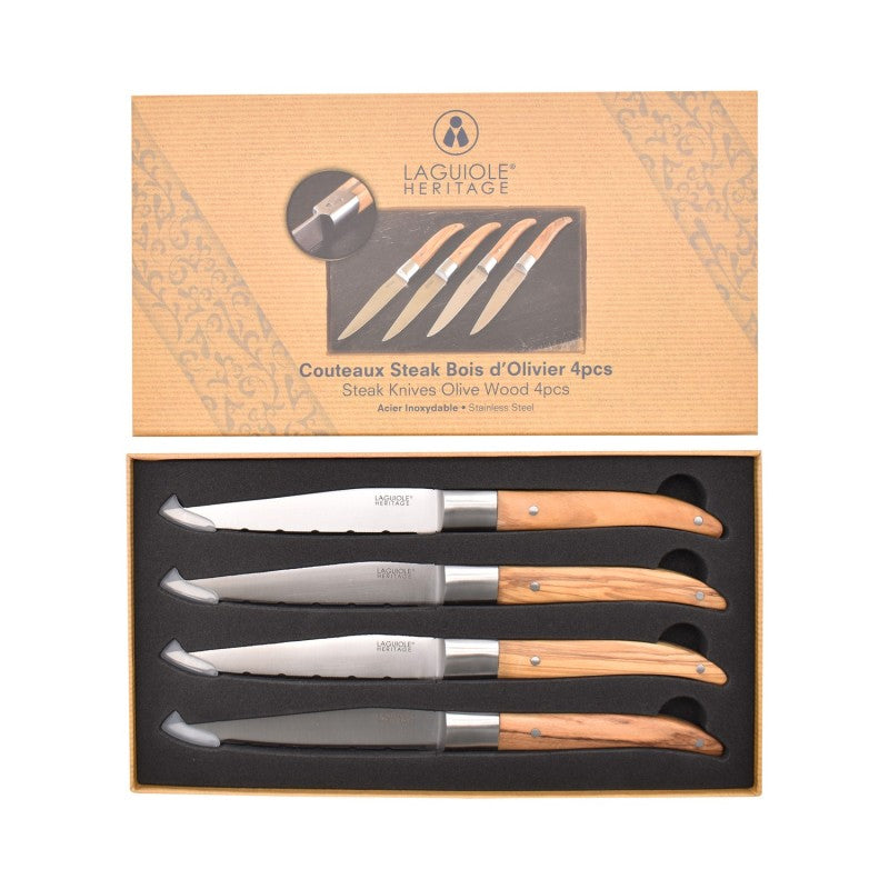 Produktbillede af Laguiole Heritage Knive Oliven 4 stk. i premium kvalitet