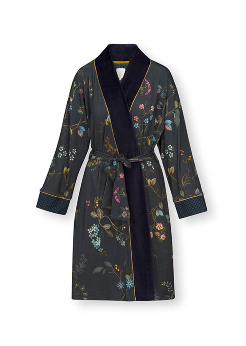 Produktbillede af Nisha Kimono Kawai Flower Dark Blue S på tilbud i høj kvalitet