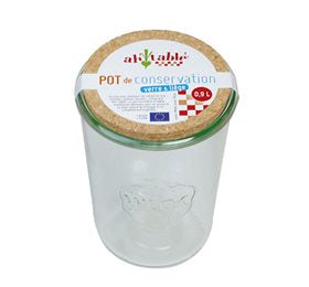 Detaljeret produktbillede af Opbevaringsglas m. kork låg 0,9 L på tilbud