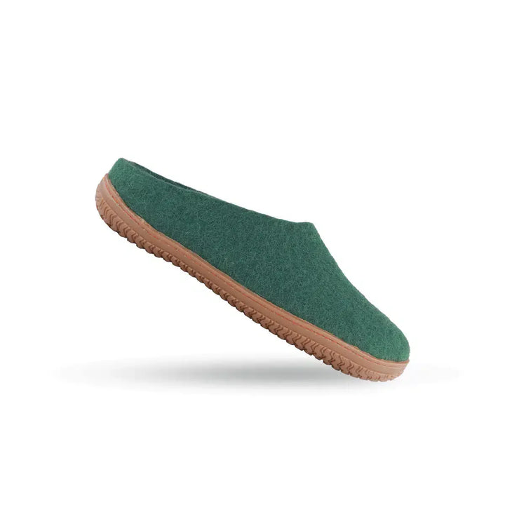 Uldtøffel (100% ren uld) m/Gummisål Dansk Design fra SHUS groen / 40