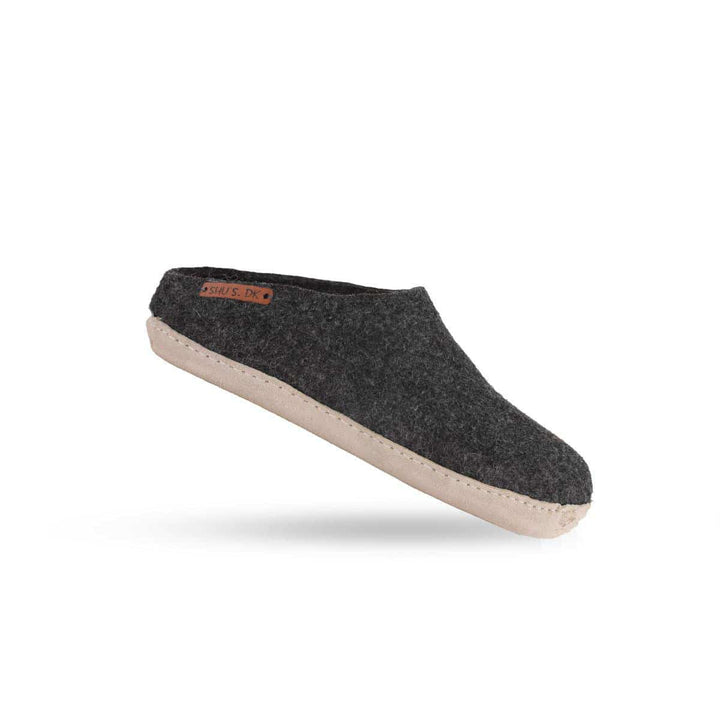 Uldtøffel (100% ren uld) m/sål i skind Dansk Design fra SHUS koks / 45