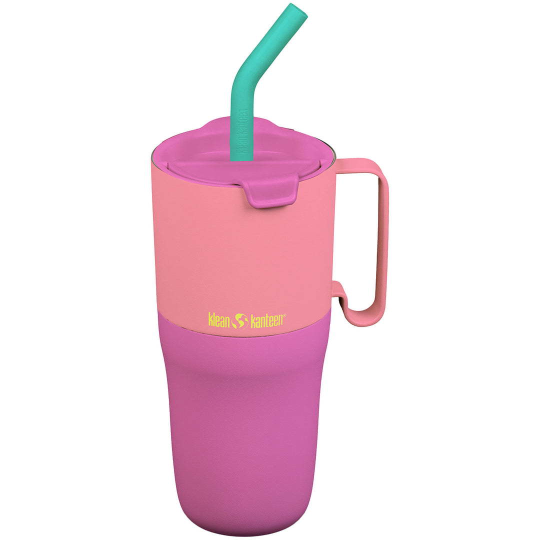 Klean kanteen Klean kanteen Rise Tumbler med flip-låg og sugerør 770 ml, Pink Lemonade Kaleidoscope – produktvisning (Termokop)