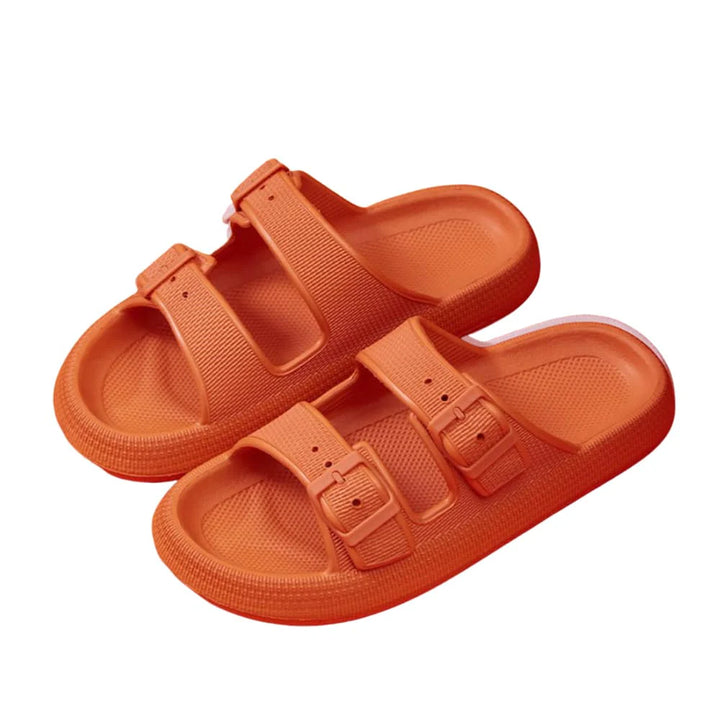 Slippers / Tøfler m/Spænde Bløde & Skridsikre i flere flotte farver (kendt som Happy Flops) Orange / 38/39