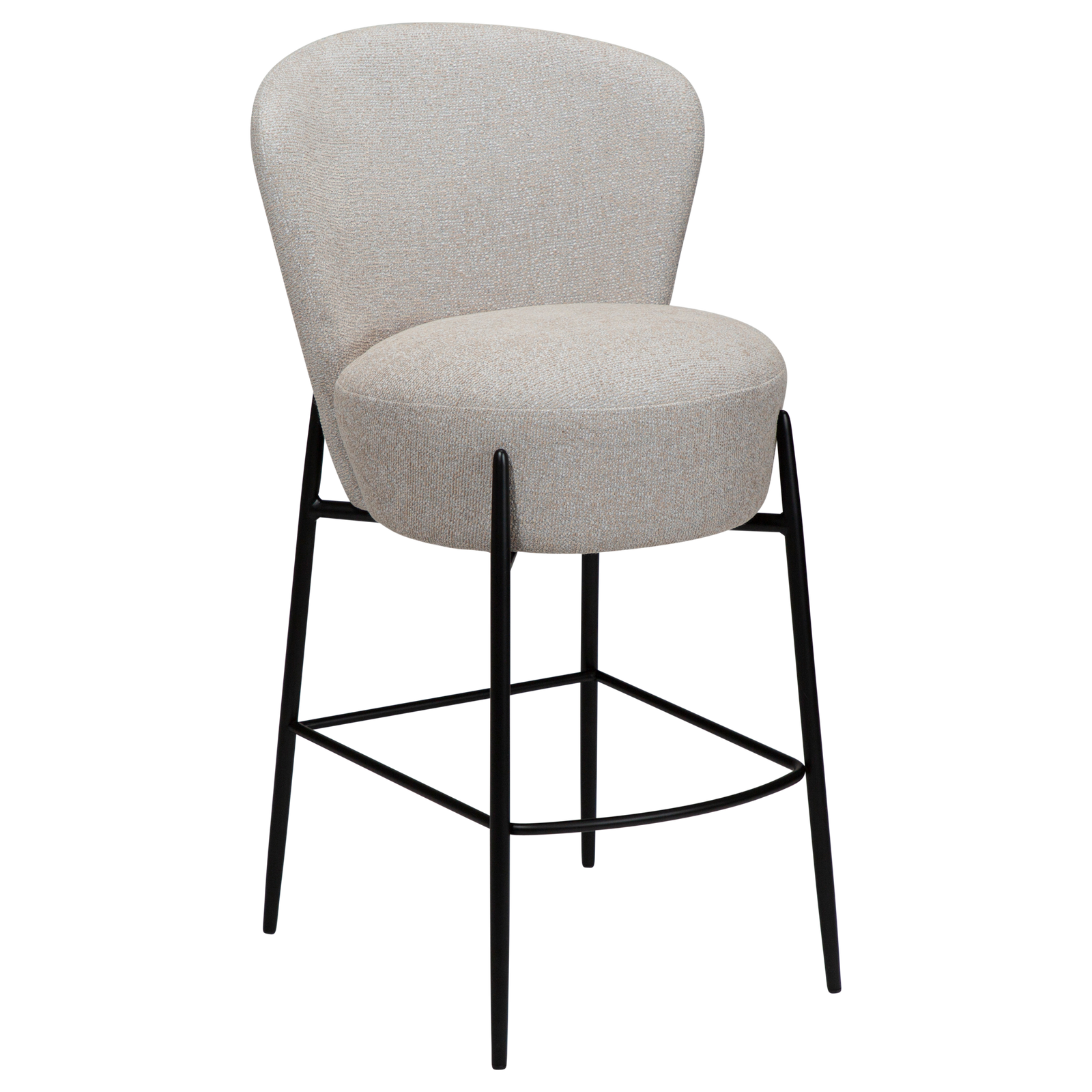 Produktbillede af DAN-FORM ORBIT barstol m. ryglæn og fodstøtte Cashmere bouclé stof og sort metal i premium kvalitet