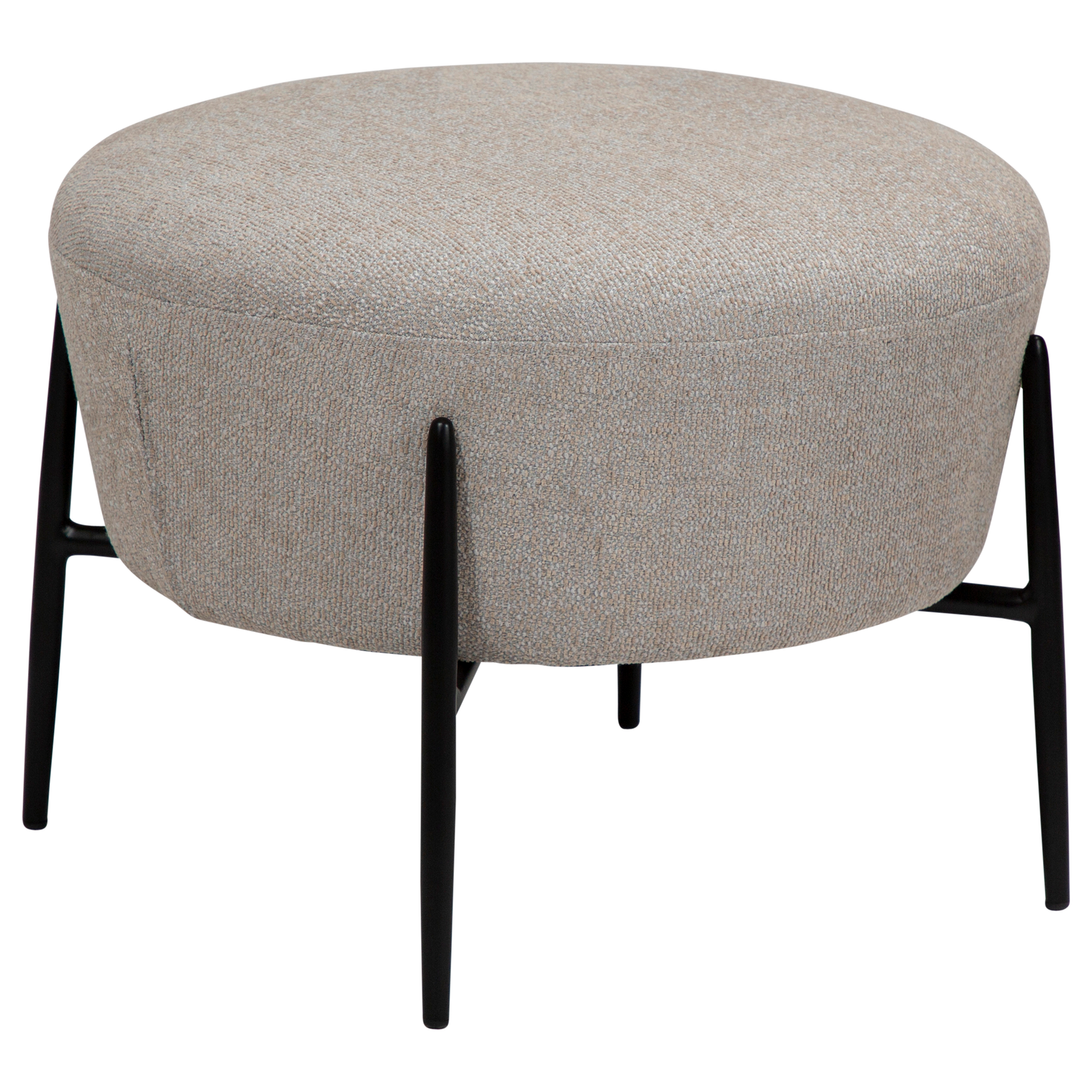 Produktbillede af DAN-FORM ORBIT fodskammel rund Cashmere bouclé stof og sort metal Ø55 i premium kvalitet