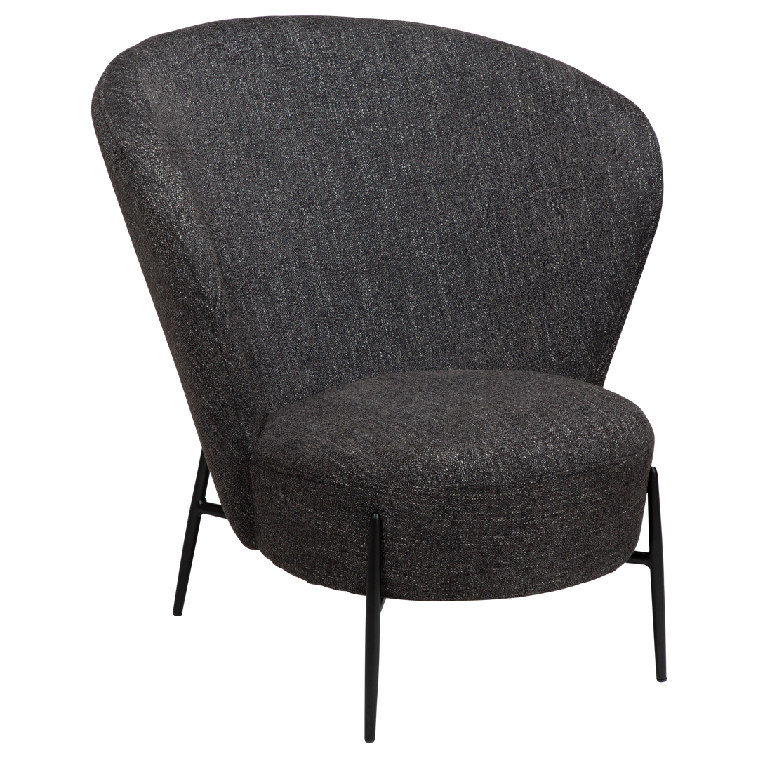 DAN-FORM ORBIT loungestol Ravn sort bouclé stof og sort metal