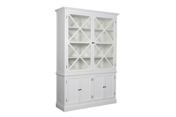 Se Orø Vitrineskab 211x142x46 cm Lysgrå/Hvid ⇒ Udsalg og Tilbud Nu