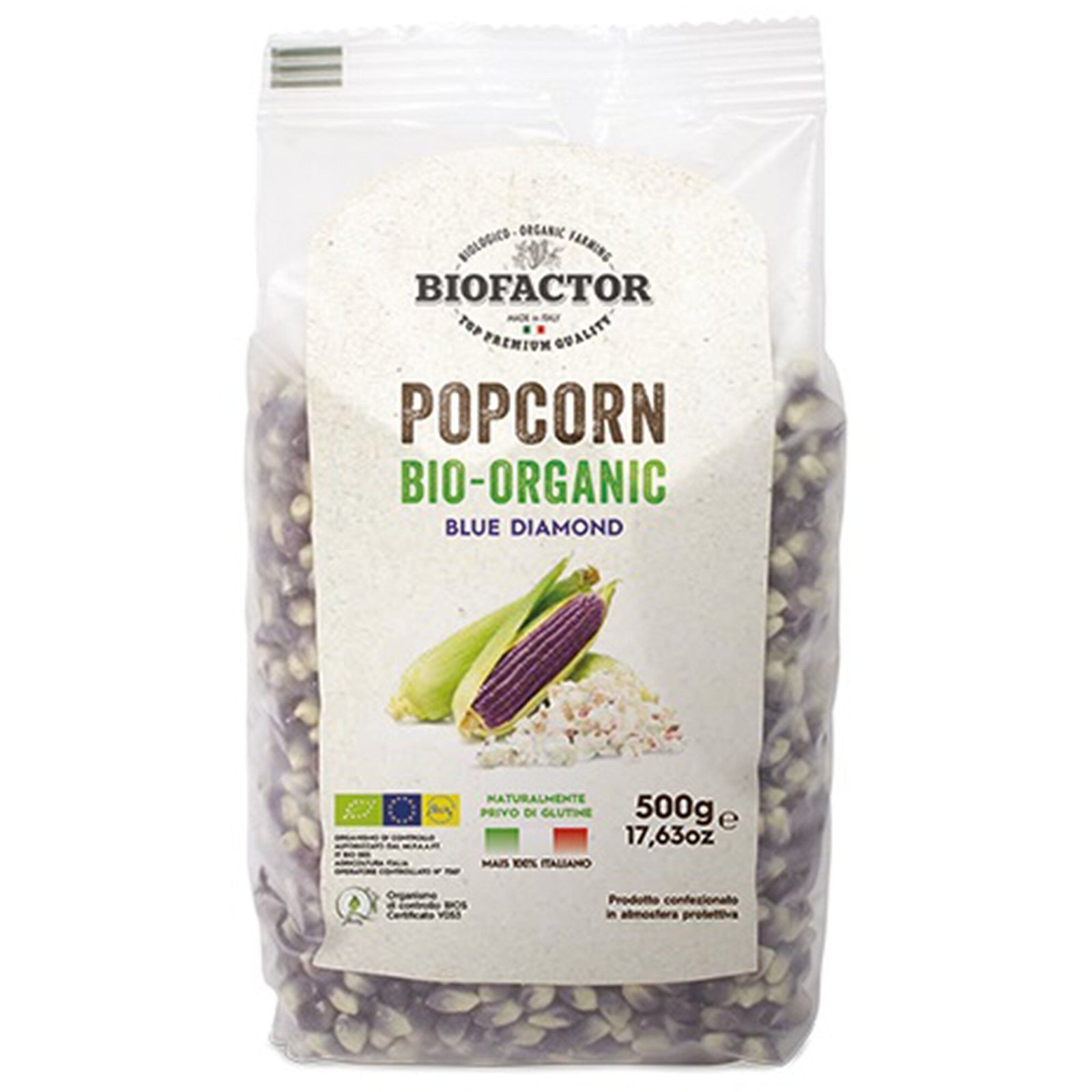 Biofactor Biofactor Økologiske popcorn, 500 g, blå ❤ produktvisning (Popcorn)