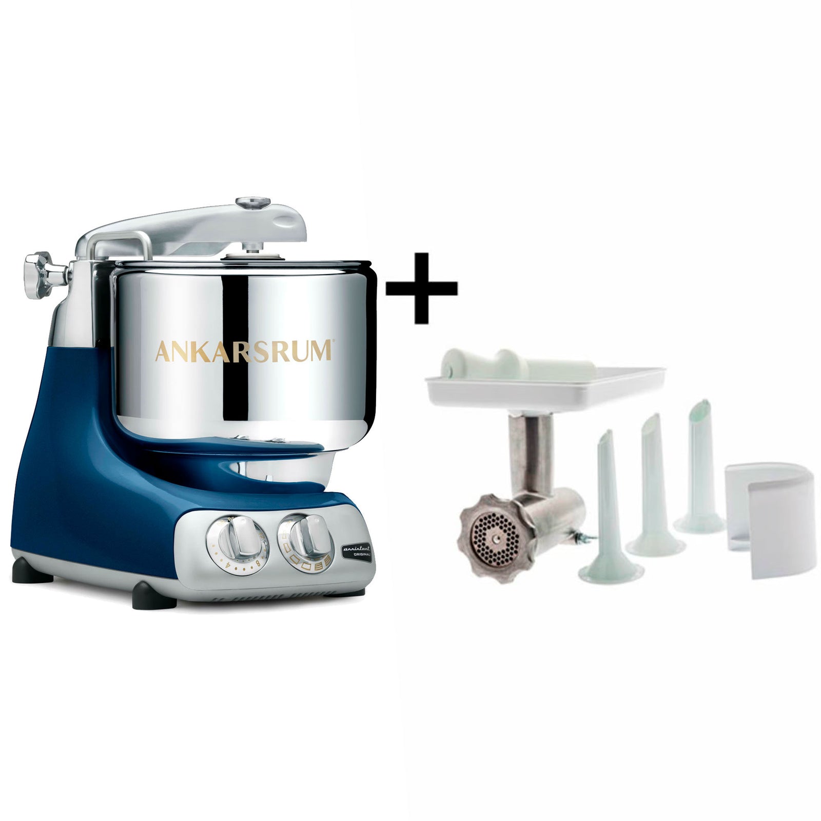 Ankarsrum Ankarsrum Assistent Original AKM6230 Ocean Blue + Kødhakker – frontbillede (Røremaskiner)
