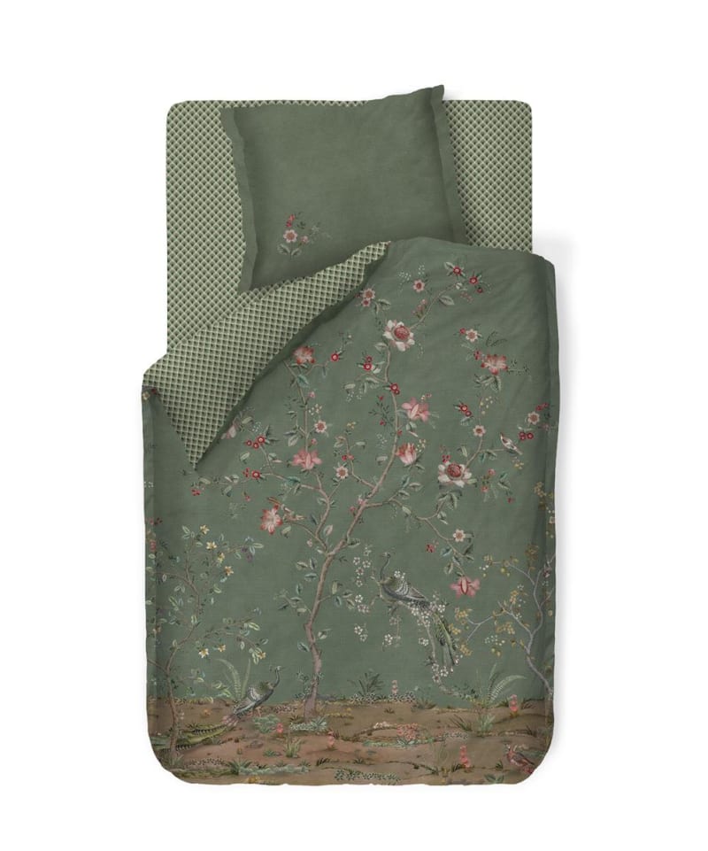 Produktbillede af Pip Studio Okinawa Green-140 x 220 cm & 1 stk. pude 60 x 63 cm på tilbud i høj kvalitet