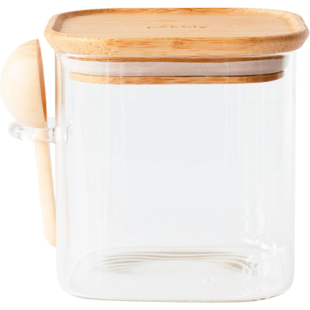 Pebbly Pebbly Opbevaringsglas med bambuslåg og måleske 800 ml ❤ vinkelbillede (Opbevaringsboks)