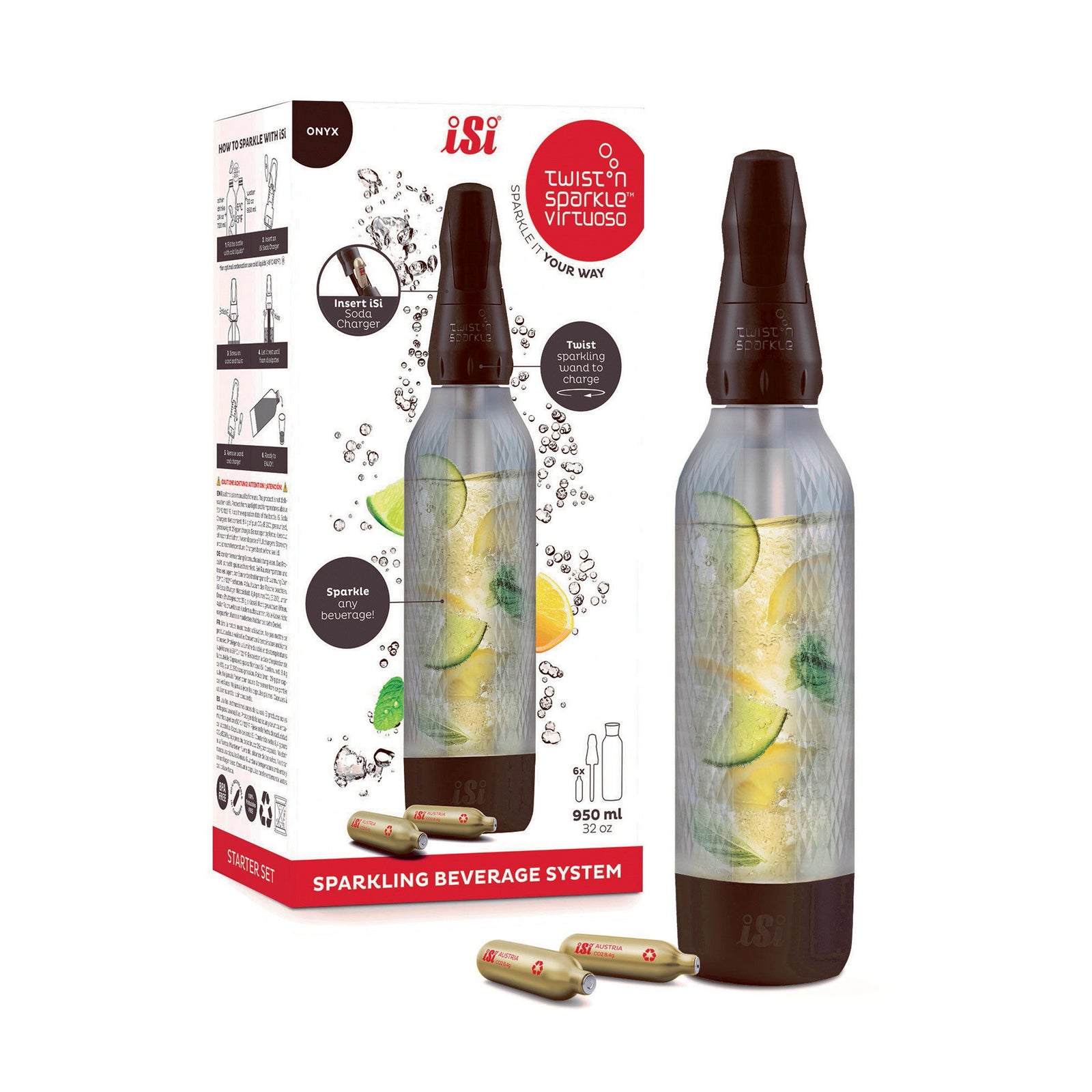 Isi Isi Twistn Sparkle Virtuoso Starter sodavandsmaskine, onyx – produktbillede (Kulsyremaskine)