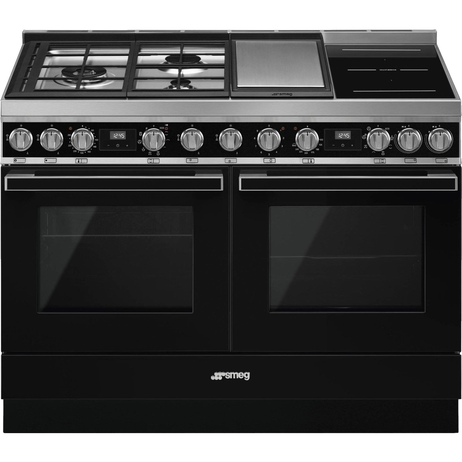 Smeg Smeg CPF120IGMPL Portofino gas-/induktionskomfur, sort – produktbillede (Gasblus)