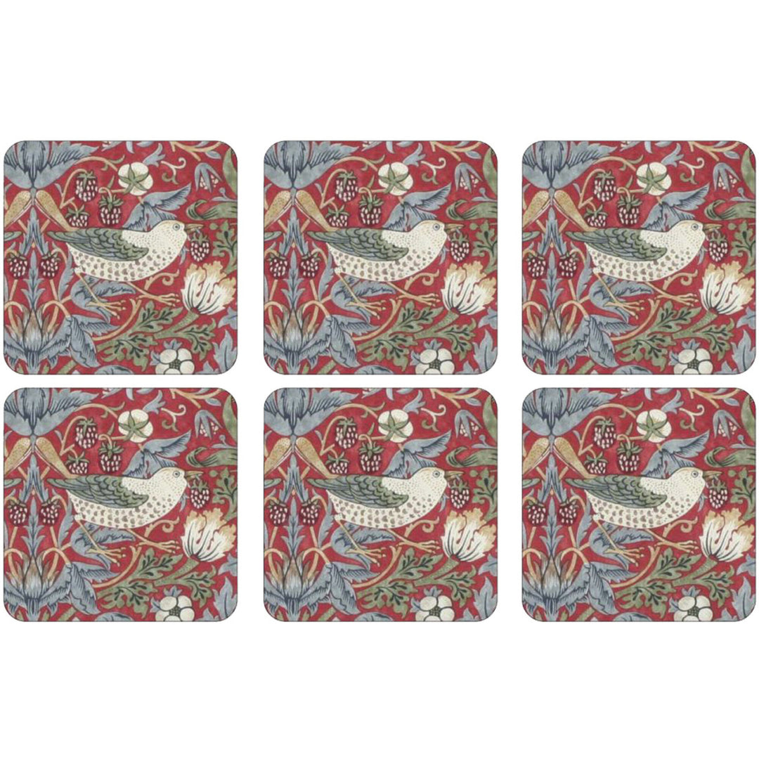 Spode Spode Glasunderlag Strawberry Thief, rød ❤ detaljebillede (Glasunderlag)