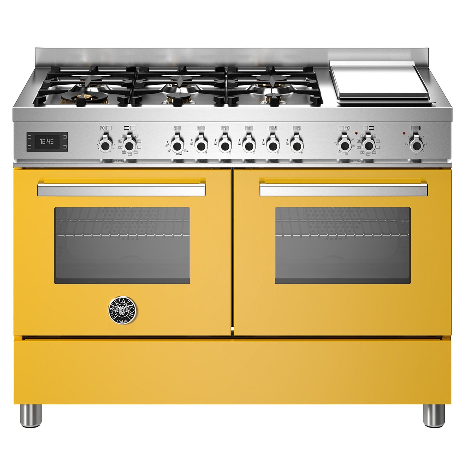 Bertazzoni Bertazzoni PRO126G2EGIT Professional gaskomfur, 120 cm, gul – vinkelbillede (Gasblus)