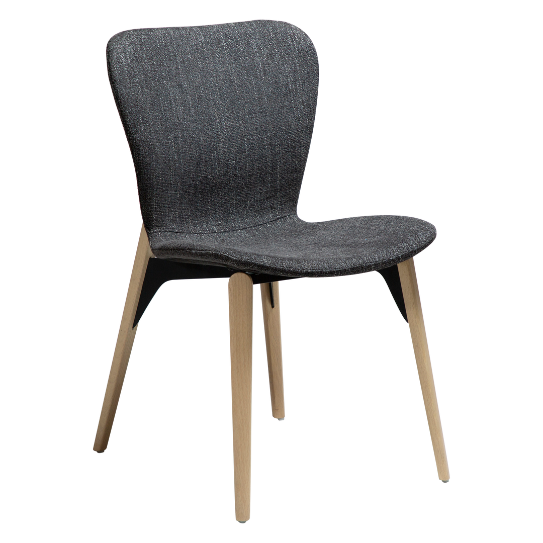 DAN-FORM PARAGON spisebordsstol Ravn sort bouclé stof og hvidkalket eg