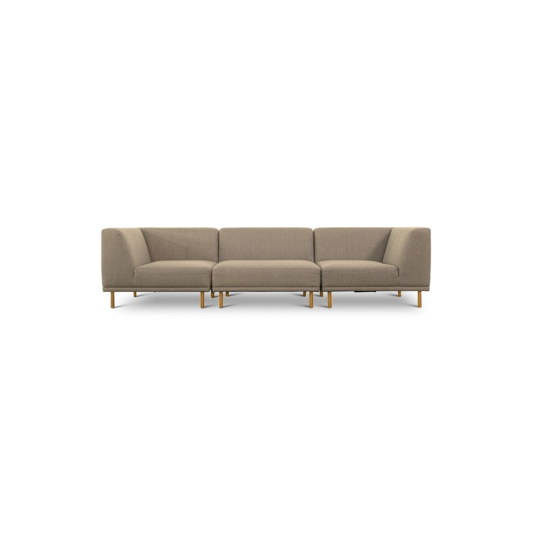 Paris 3-pers. sofa tre moduler latte polyester stof og natur egetræ