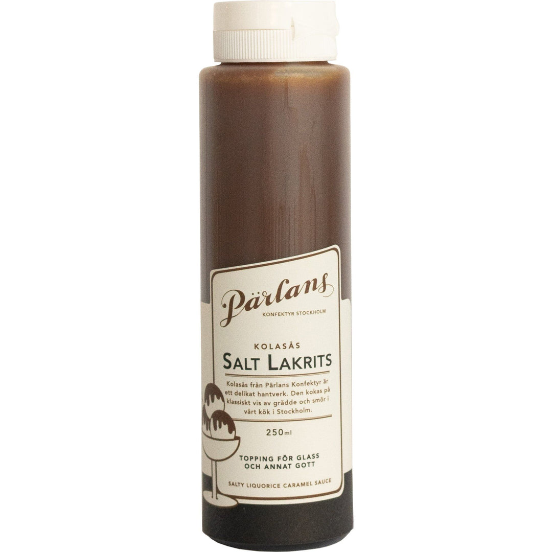 Pärlans Pärlans Squeeze karamelsauce, 250 ml, saltlakrids – billede i brug (Lakrids)