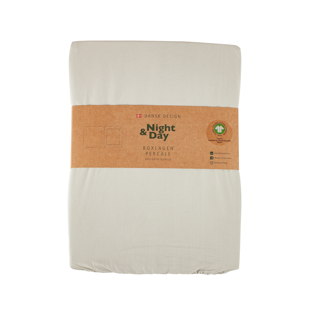 Produktbillede af PERCALE Økologisk Boxlagen 180x200 cm Sand på tilbud i høj kvalitet