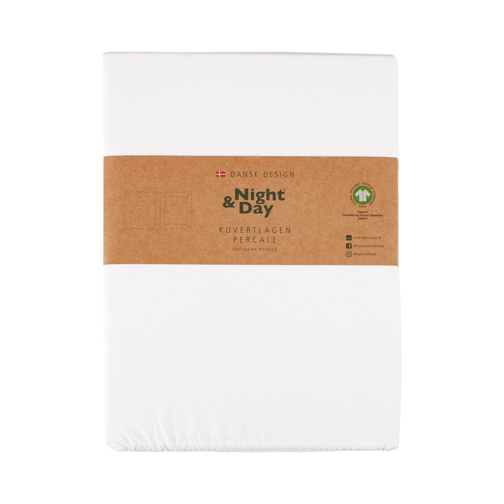 Produktbillede af PERCALE Økologisk Kuvertlagen 160x200 cm Hvid på tilbud i høj kvalitet