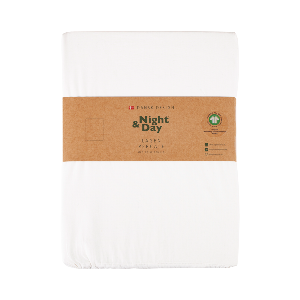 Produktbillede af PERCALE Økologisk glat lagen 240x260 cm Hvid på tilbud i høj kvalitet