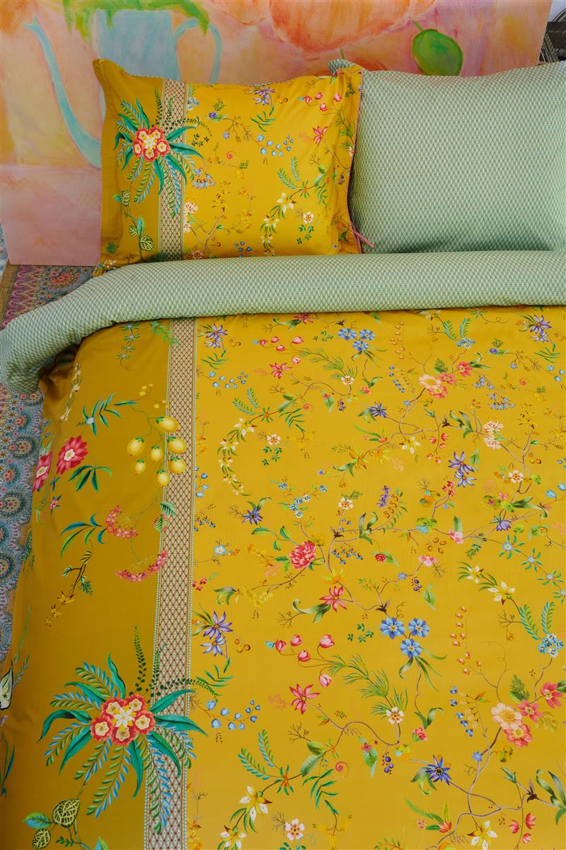 Produktbillede af Pip Studio sengetøj duvet covers Petit Fleurs yellow 140 x 220 + 60 x 63 på tilbud i høj kvalitet