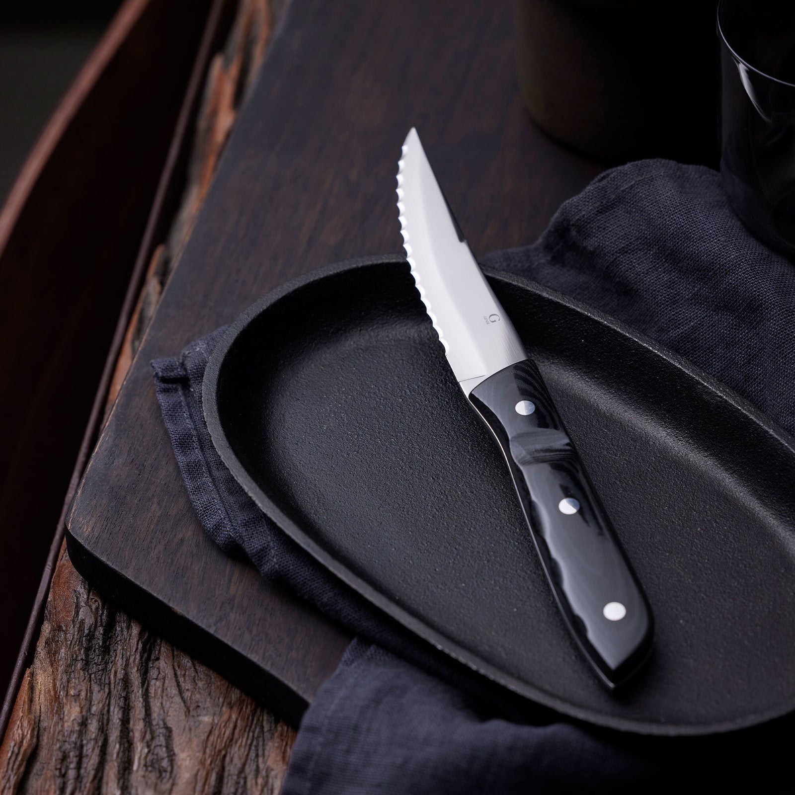 Gense Gense Old Farmer Micarta steakkniv XL 4 dele, sort/stål – produktbillede (Steakkniv)