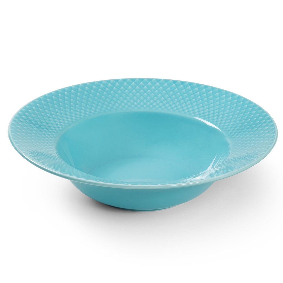 Lyngby porcelæn Lyngby porcelæn Rhombe Color dyb tallerken, 24,5 cm, turkis – close-up (Dyb tallerken)