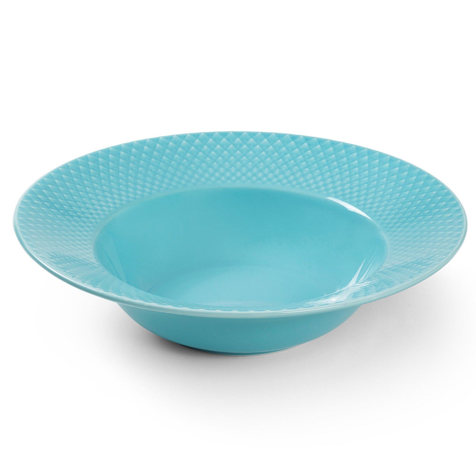 Lyngby porcelæn Lyngby porcelæn Rhombe Color dyb tallerken, 24,5 cm, turkis – close-up (Dyb tallerken)