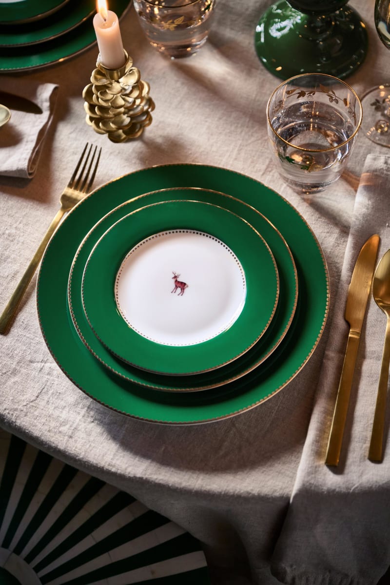 Produktbillede af Plate Love Birds Dark Green 17cm på tilbud i høj kvalitet