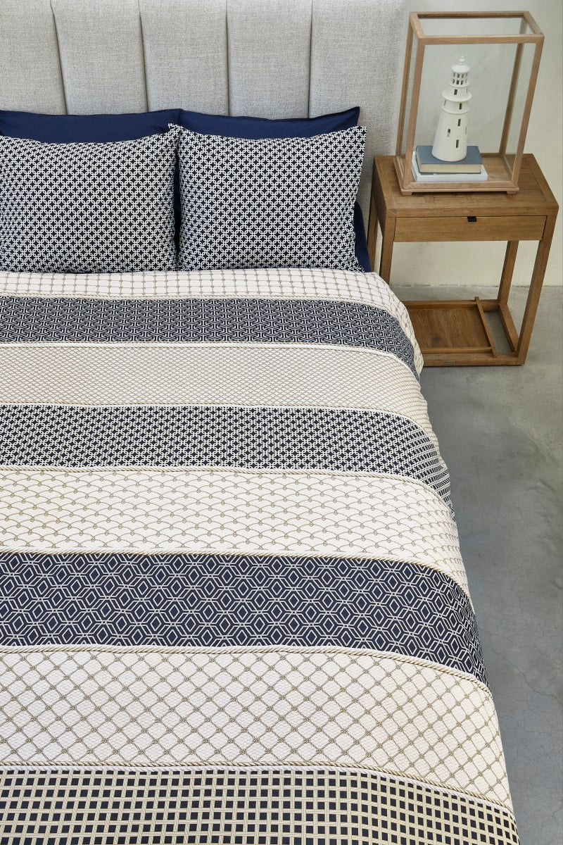 Produktbillede af Riviera Maison Duvet Cover Ropes Navy140x220/60x63 cm på tilbud i høj kvalitet