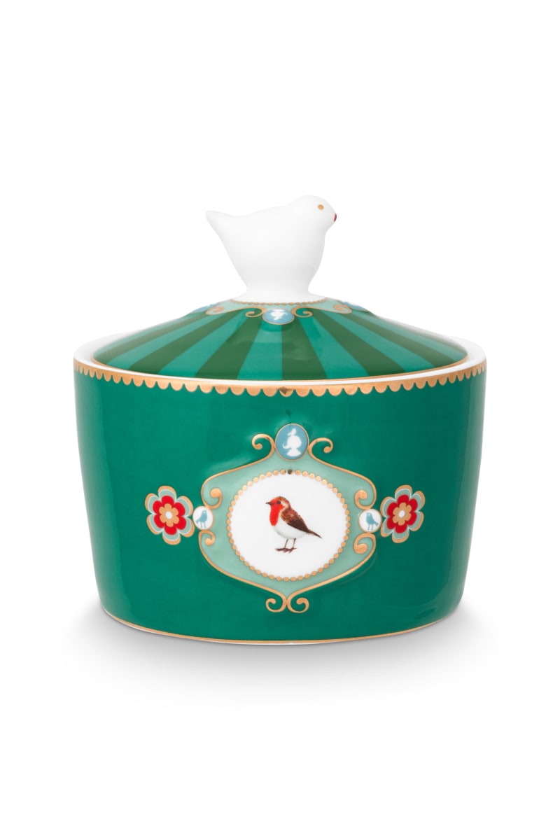 Produktbillede af Sugar Bowl Love Birds Medallion Emerald-Green 300ml på tilbud i høj kvalitet
