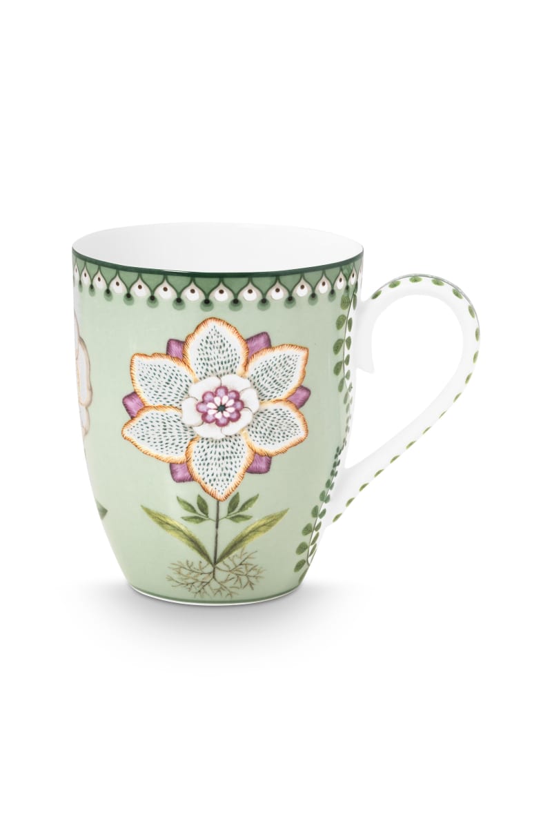 Produktbillede af Pip Studio Mug Large Lily&Lotus Light Green 350ml på tilbud i høj kvalitet