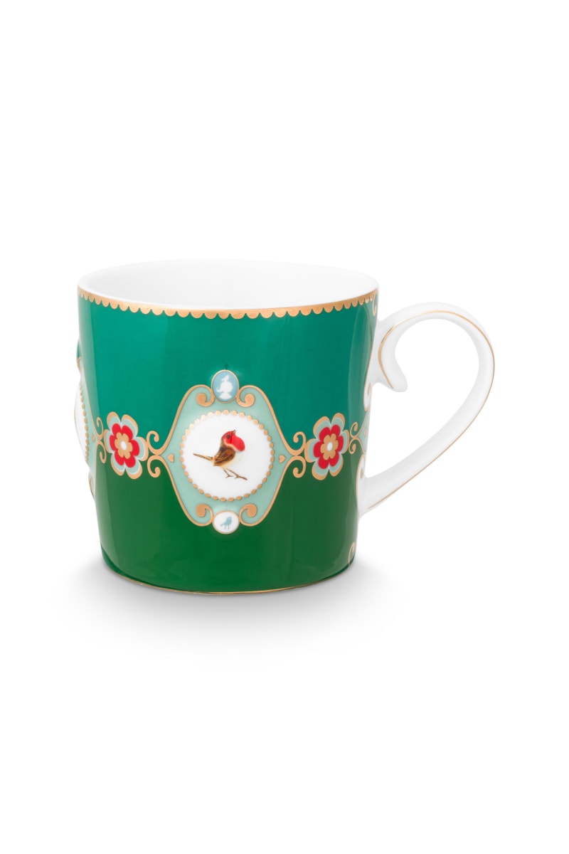 Produktbillede af Mug Small Love Birds Medallion Emerald-Green 150ml på tilbud i høj kvalitet