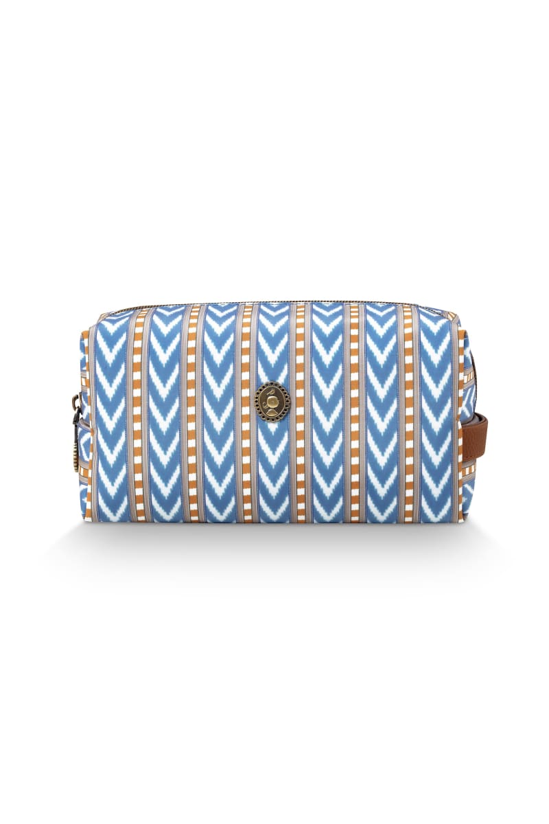 Produktbillede af Pip Studio Coco Cosmetic Bag Medium Samba Stripe Blue 21.5x10x10.5cm på tilbud i høj kvalitet