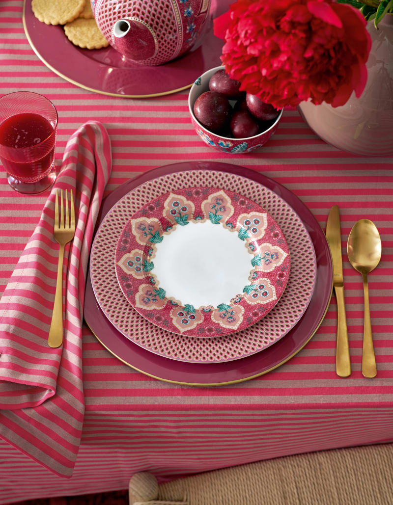 Produktbillede af Plate Flower Festival Deco Dark Pink 21cm på tilbud i høj kvalitet