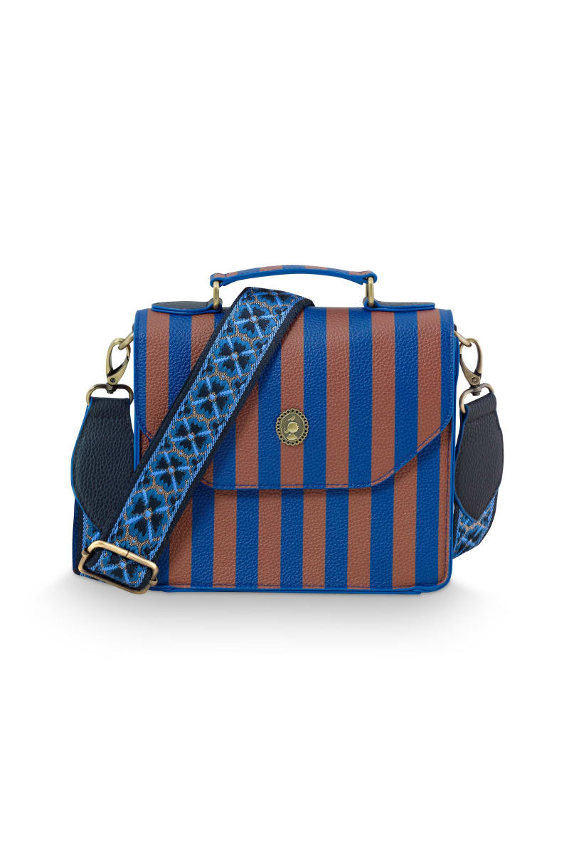 Produktbillede af Pip Studio Frances Cross Body Bag Small Stripe Blue 19x7x17.5cm på tilbud i høj kvalitet