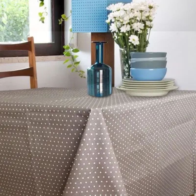Produktbillede af Textilvoksdug Polka Beige 2 meter på tilbud i høj kvalitet