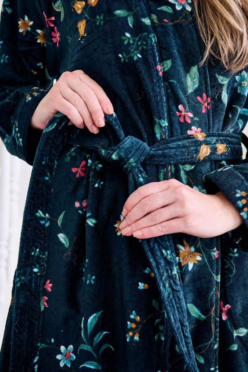Produktbillede af Pip Studio Badekåbe Les Fleurs Dark Blue XS på tilbud i høj kvalitet