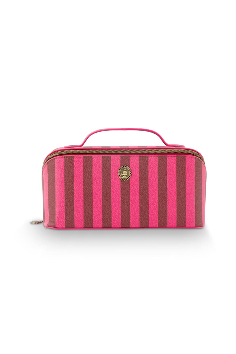 Produktbillede af Cyrille Cosmetic Bag Medium Stripe Pink 23.5x11x5x22cm på tilbud i høj kvalitet