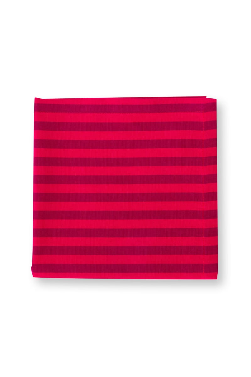 Produktbillede af Set/4 Napkins Stripes Dark Red 40x40cm på tilbud i høj kvalitet