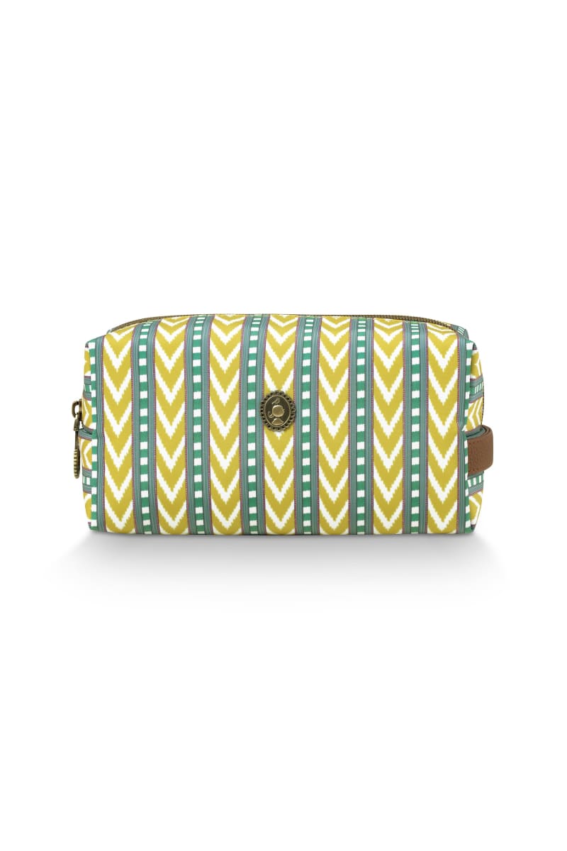 Produktbillede af Pip Studio Coco Cosmetic Bag Medium Samba Stripe Lime 21.5x10x10.5cm på tilbud i høj kvalitet