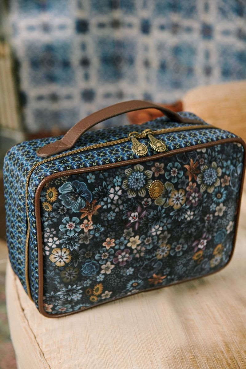 Produktbillede af Beauty Case Square Large Tutti i Fiori Blue 27x19x10cm på tilbud i høj kvalitet