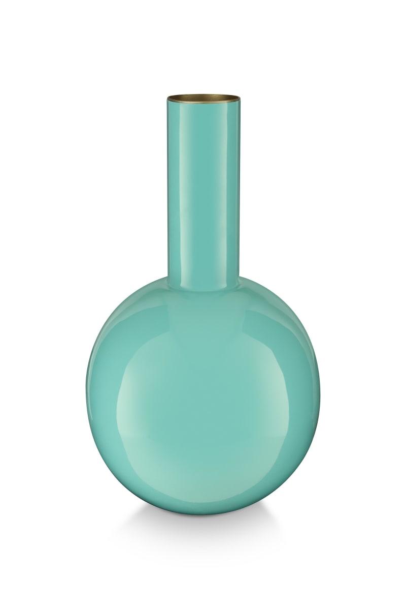 Produktbillede af Pip Studio Vase Metal Small Bright Blue 15x26cm på tilbud i høj kvalitet