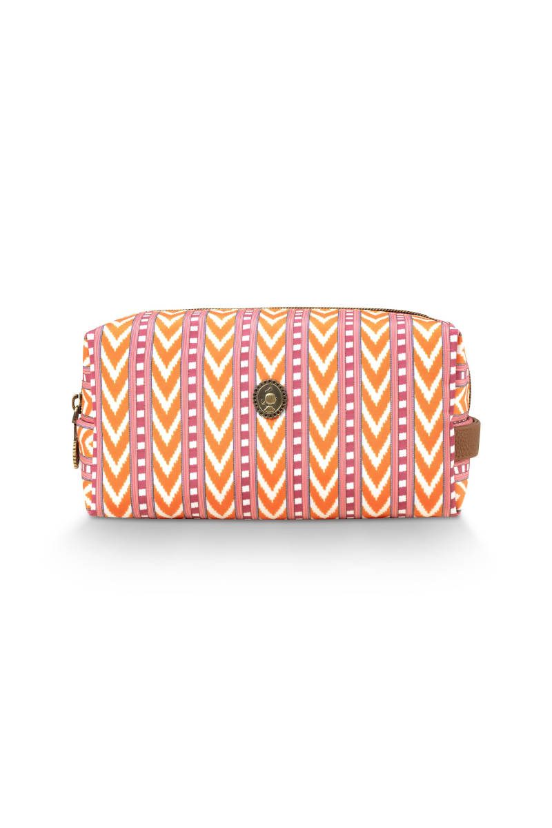 Produktbillede af Pip Studio Coco Cosmetic Bag Medium Samba Stripe Orange 21.5x10x10.5cm på tilbud i høj kvalitet