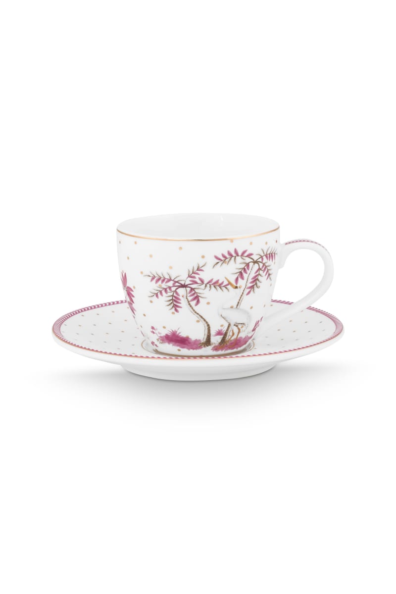 Produktbillede af Pip Studio Espresso Cup & Saucer Jolie Dots Gold Pink 120ml på tilbud i høj kvalitet
