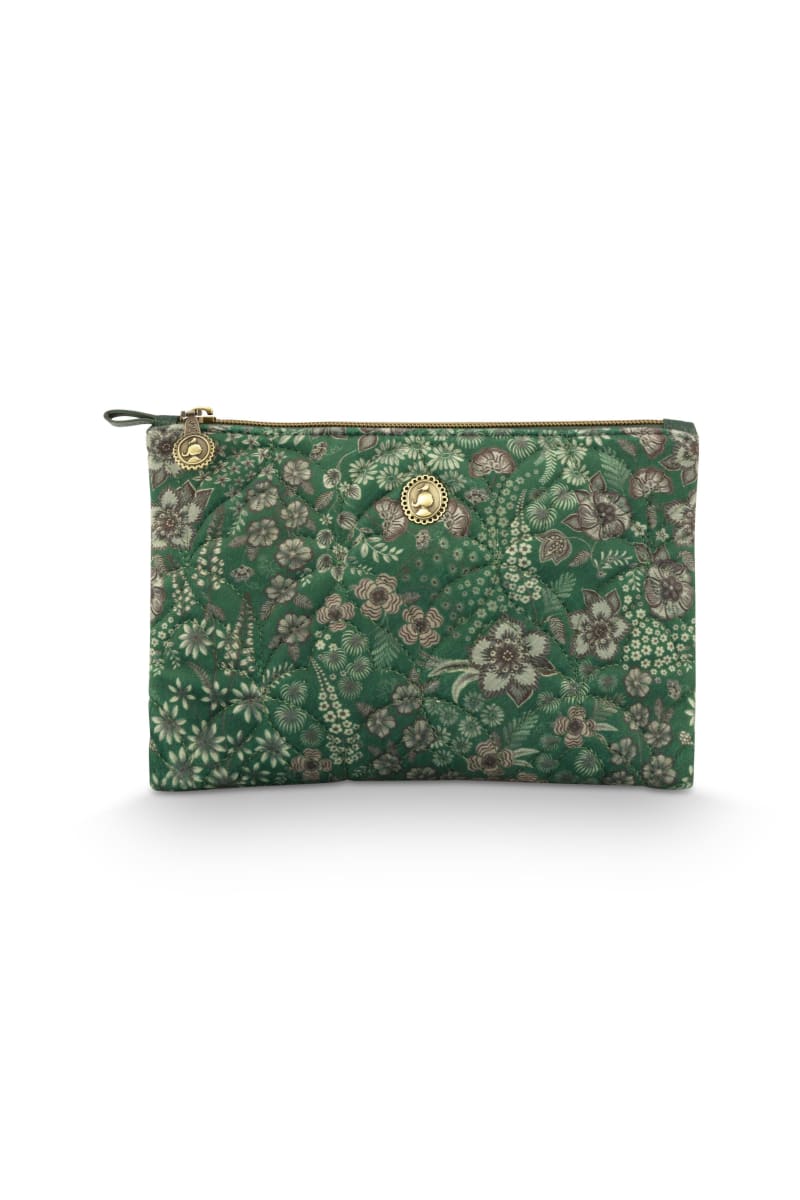 Produktbillede af Charly Cosmetic Flat Pouch Medium Quilted Daisy Dreams Green 24x1x15.5cm på tilbud i høj kvalitet