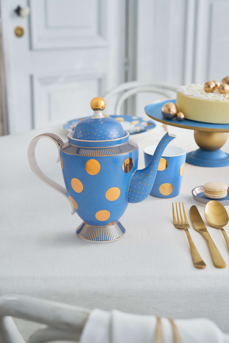 Produktbillede af Teapot Large Dot Delight Light Blue-Gold på tilbud i høj kvalitet