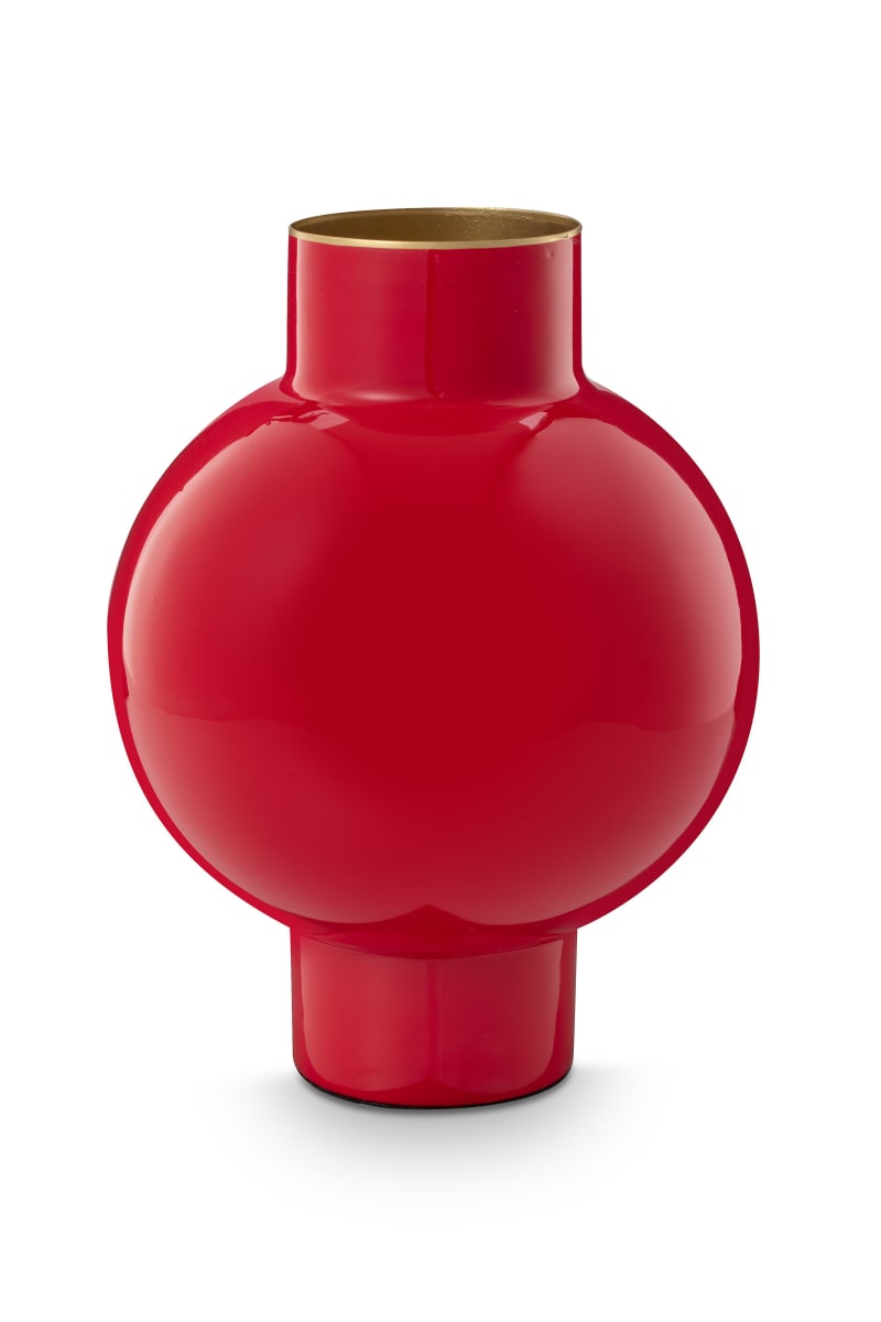 Produktbillede af Vase Metal Small Red 18x24cm på tilbud i høj kvalitet